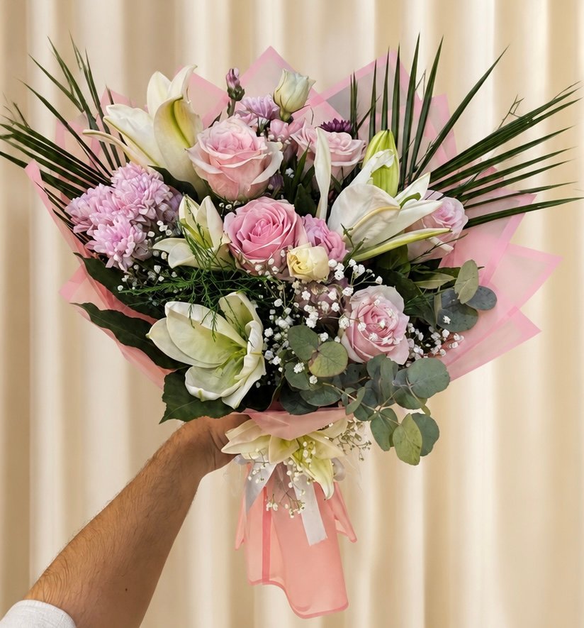 Lilyum pembe gül